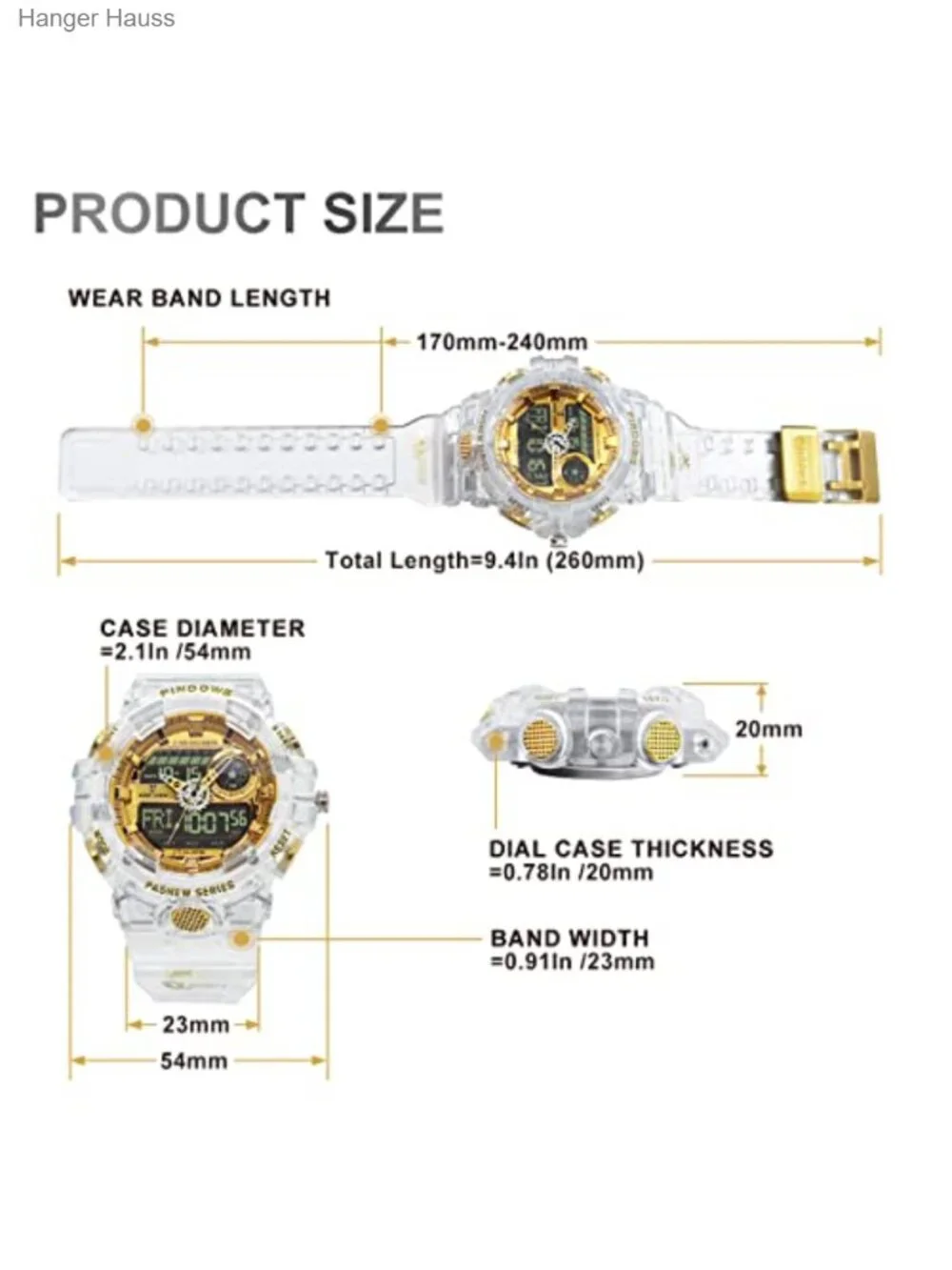 Men's Digital Analog Dual Display Sports Watch 50M Waterproof Military Wrist